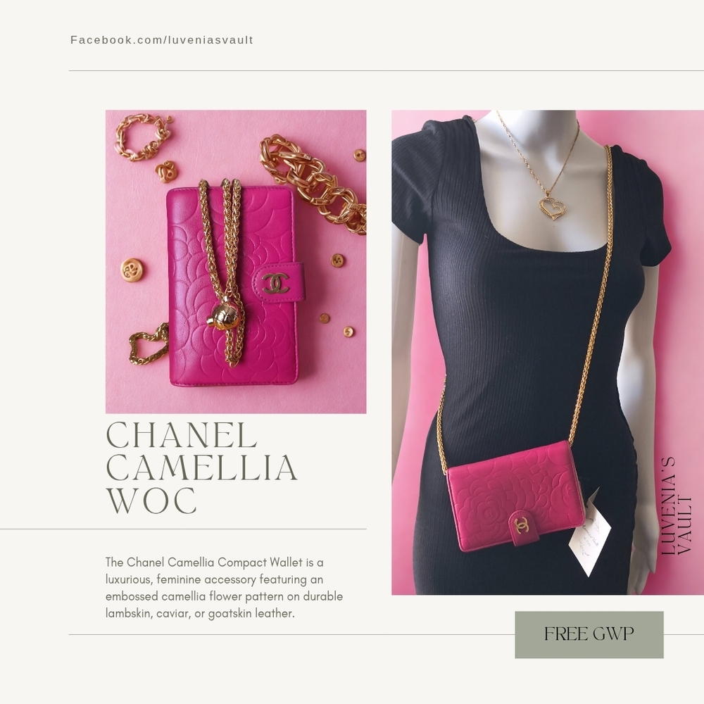 CHANEL Fuchsia Camellia Wallet on Chain
